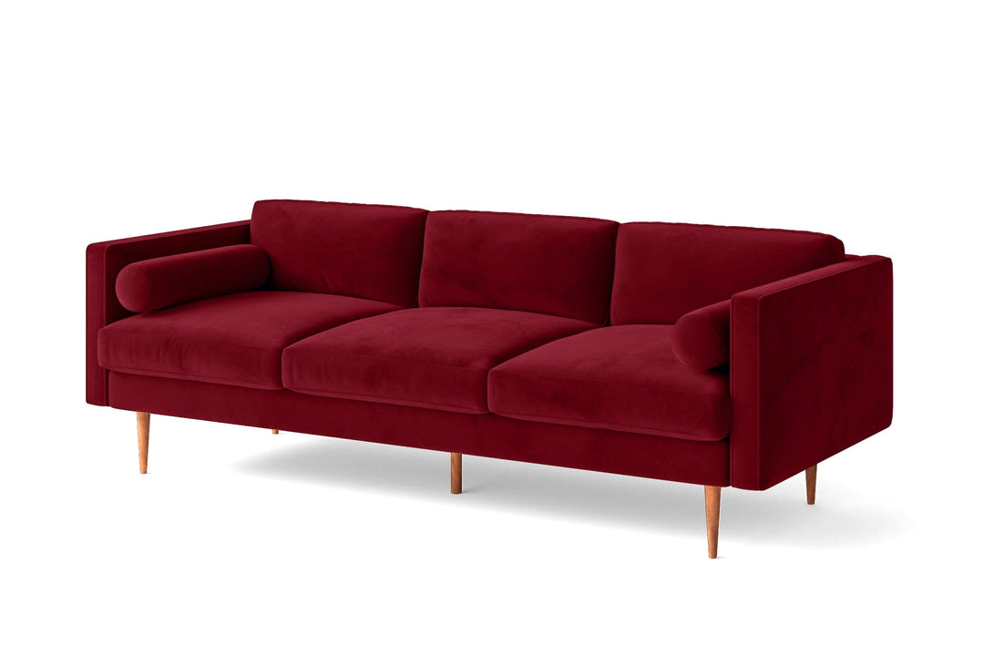 LIVELUSSO Sofa Salerno 3 Seater Sofa Red Velvet