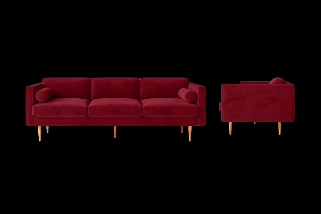 LIVELUSSO Sofa Salerno 3 Seater Sofa Red Velvet