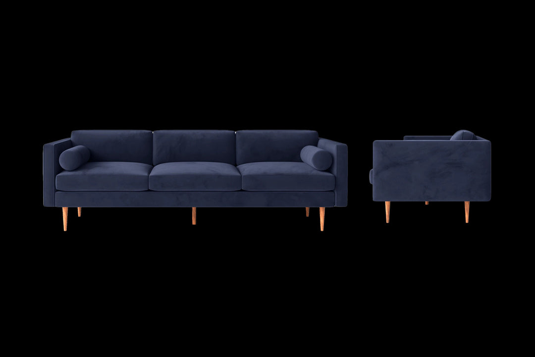 LIVELUSSO Sofa Salerno 4 Seater Sofa Dark Blue Velvet