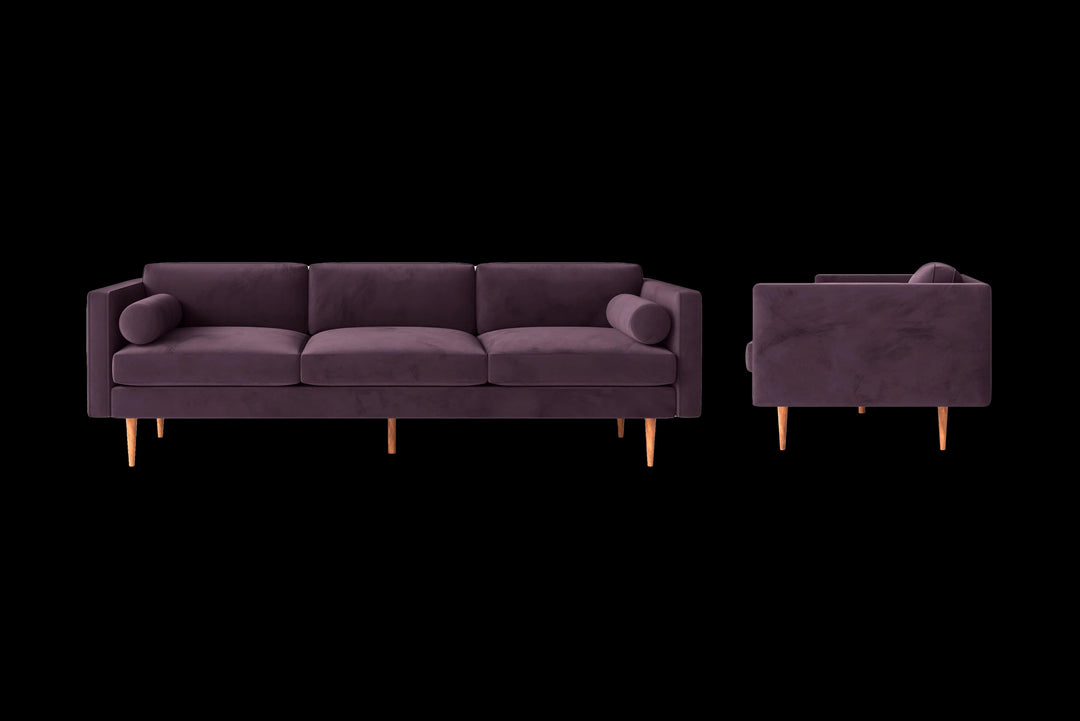 LIVELUSSO Sofa Salerno 4 Seater Sofa Purple Velvet