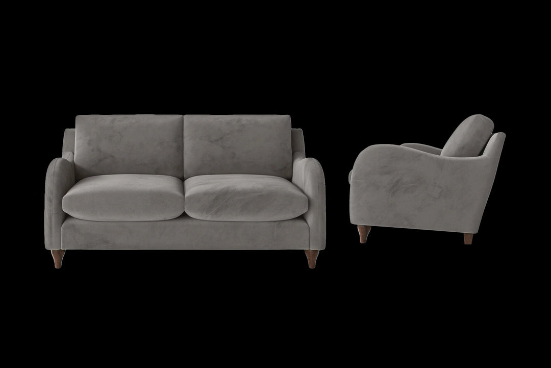 LIVELUSSO Sofa Sallisaw 2 Seater Sofa Grey Velvet