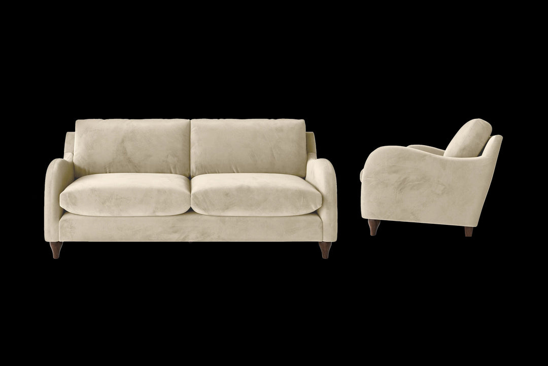 LIVELUSSO Sofa Sallisaw 3 Seater Sofa Cream Velvet