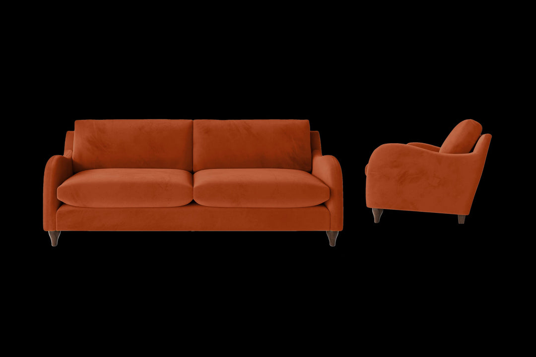 LIVELUSSO Sofa Sallisaw 4 Seater Sofa Orange Velvet