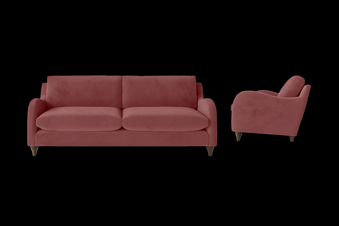 LIVELUSSO Sofa Sallisaw 4 Seater Sofa Pink Velvet