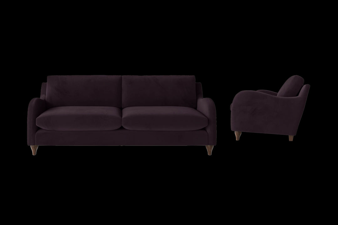 LIVELUSSO Sofa Sallisaw 4 Seater Sofa Purple Velvet