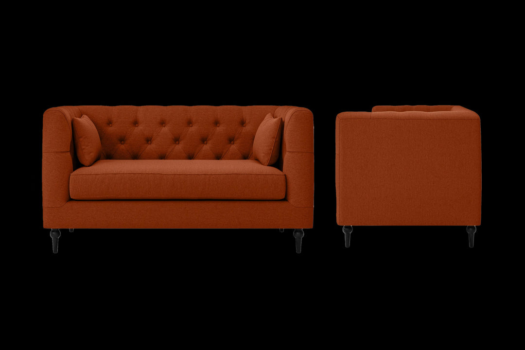 LIVELUSSO Sofa Sanremo 2 Seater Sofa Orange Linen Fabric