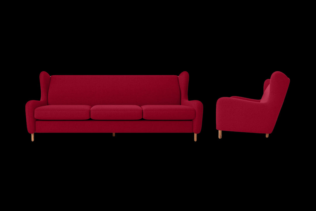 LIVELUSSO Sofa Sassari 4 Seater Sofa Red Linen Fabric