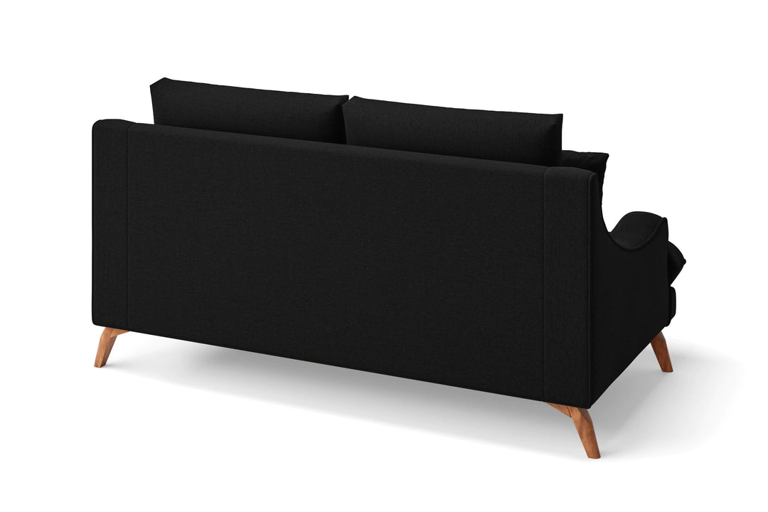 LIVELUSSO Sofa Savona 2 Seater Sofa Black Linen Fabric