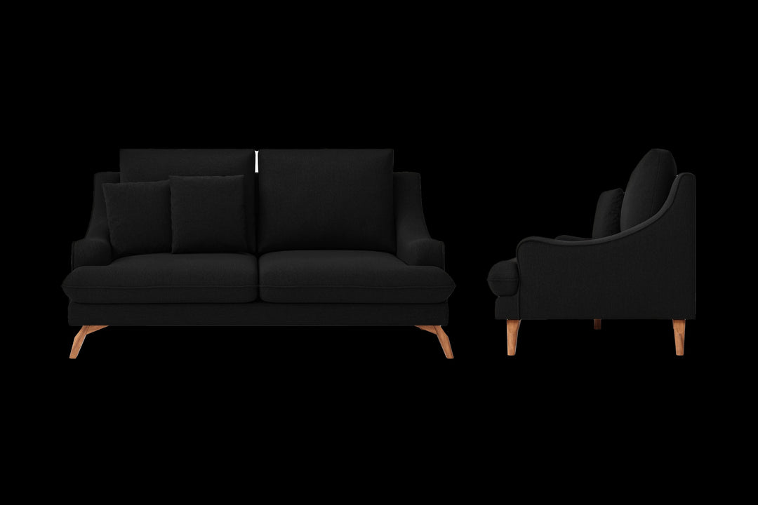 LIVELUSSO Sofa Savona 2 Seater Sofa Black Linen Fabric