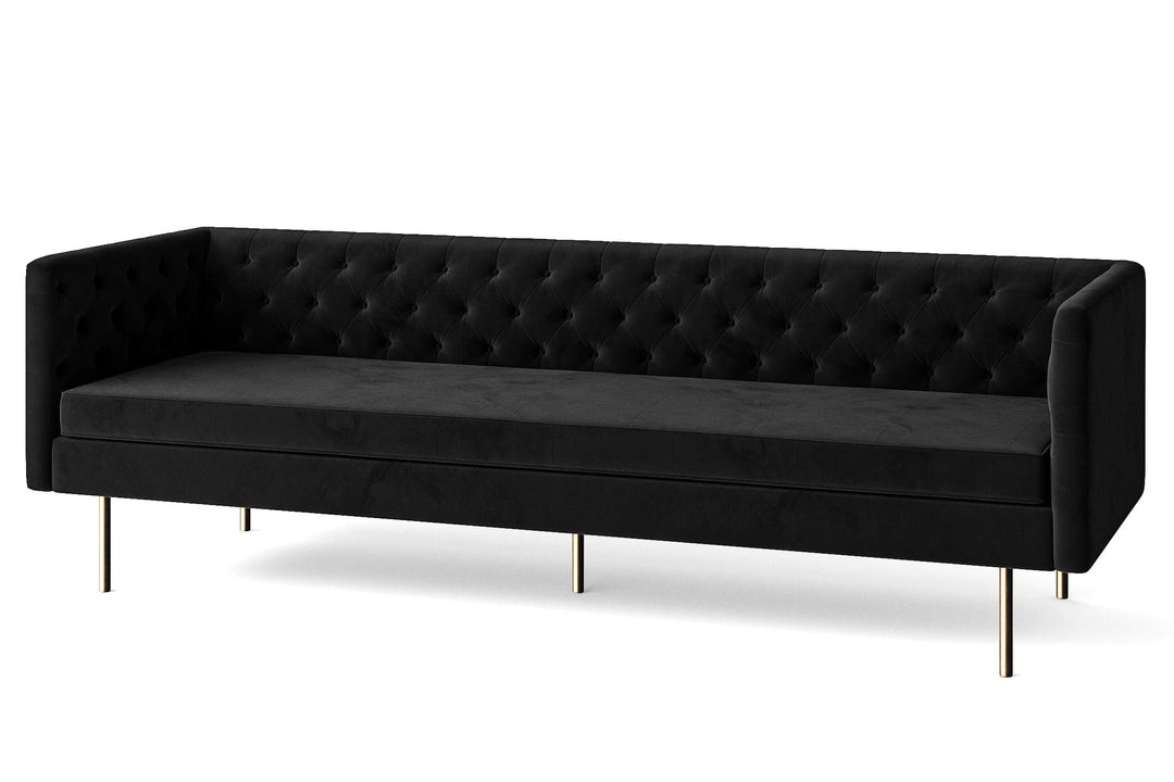 LIVELUSSO Sofa Spezia 4 Seater Sofa Black Velvet