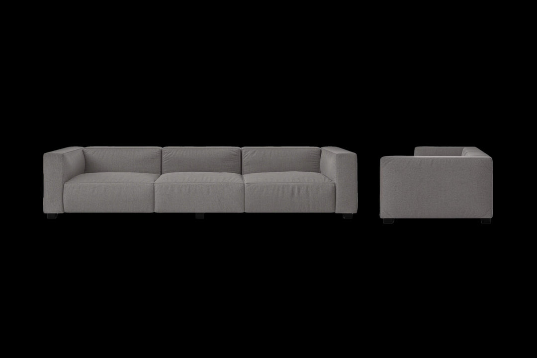 LIVELUSSO Sofa Taranto 4 Seater Sofa Grey Linen Fabric