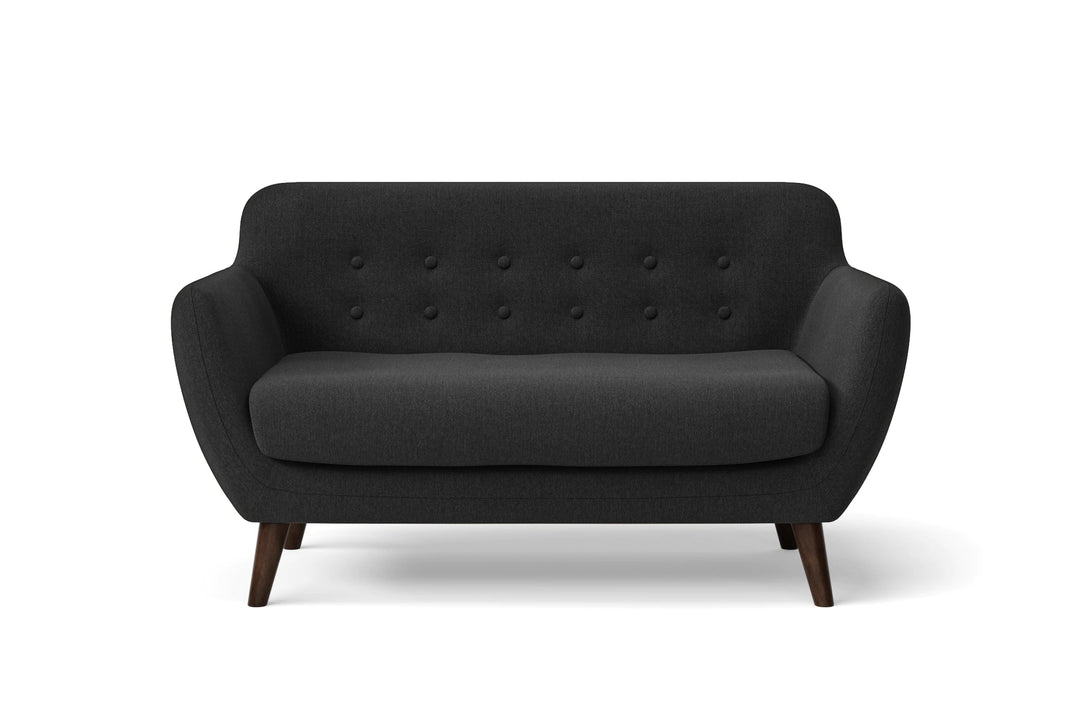 LIVELUSSO Sofa Terni 2 Seater Sofa Black Linen Fabric