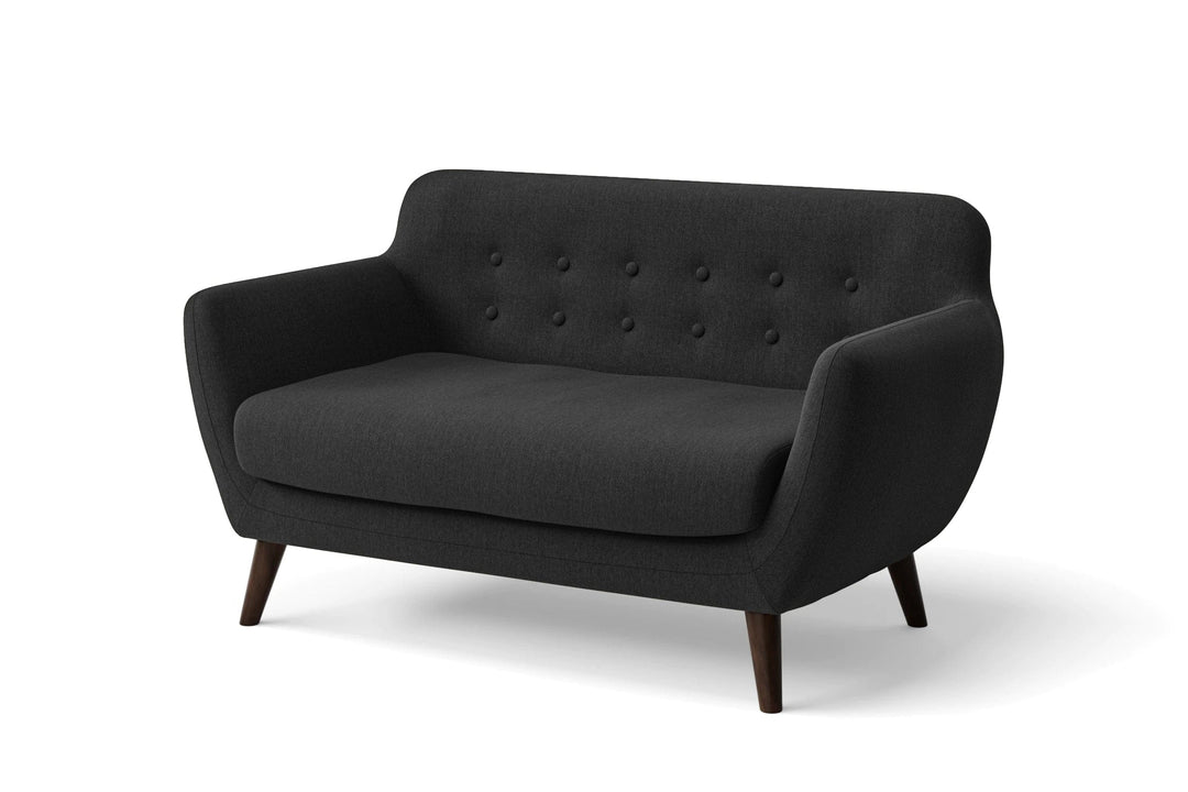 LIVELUSSO Sofa Terni 2 Seater Sofa Black Linen Fabric