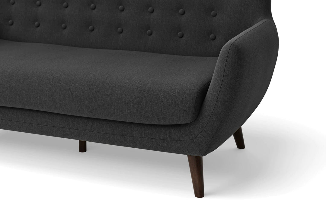 LIVELUSSO Sofa Terni 2 Seater Sofa Black Linen Fabric