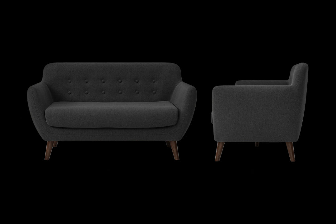 LIVELUSSO Sofa Terni 2 Seater Sofa Black Linen Fabric