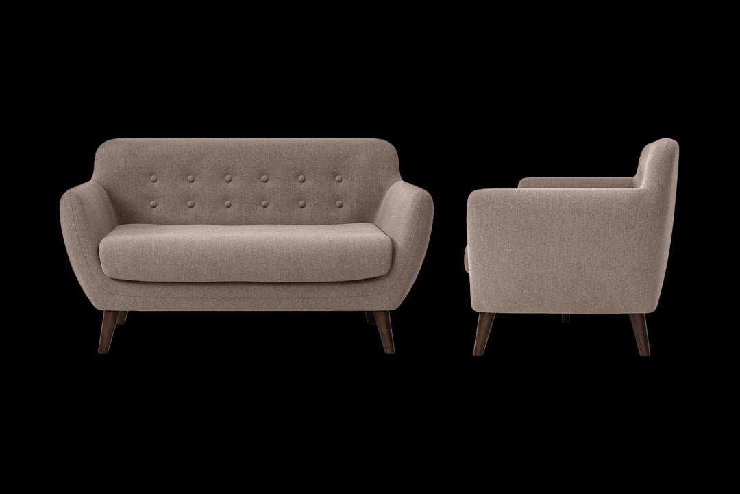 LIVELUSSO Sofa Terni 2 Seater Sofa Caramel Linen Fabric