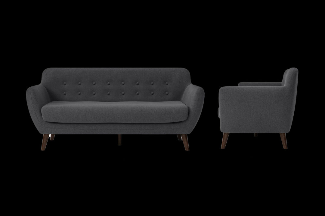 LIVELUSSO Sofa Terni 3 Seater Sofa Dark Grey Linen Fabric