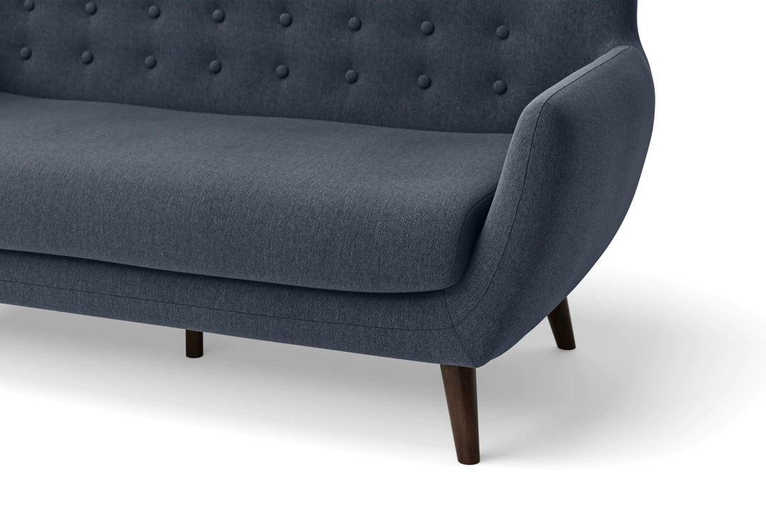 LIVELUSSO Sofa Terni 4 Seater Sofa Dark Blue Linen Fabric