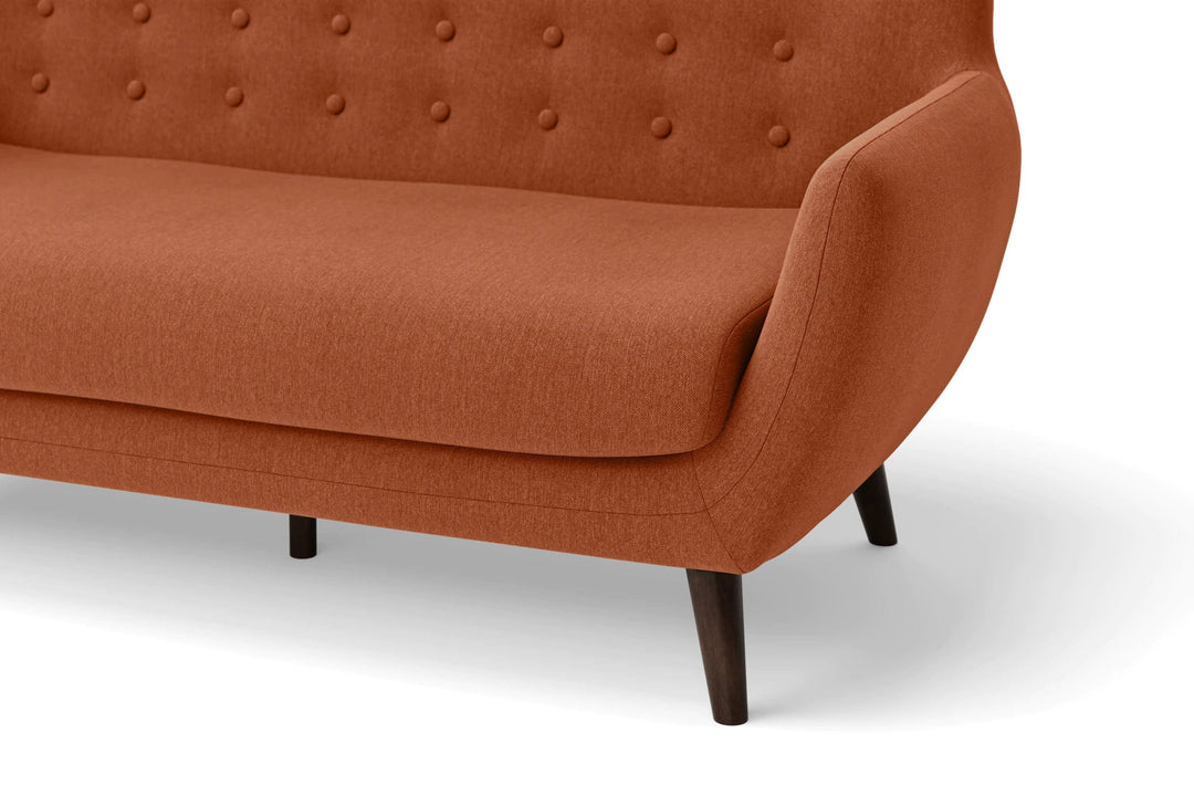 LIVELUSSO Sofa Terni 4 Seater Sofa Orange Linen Fabric