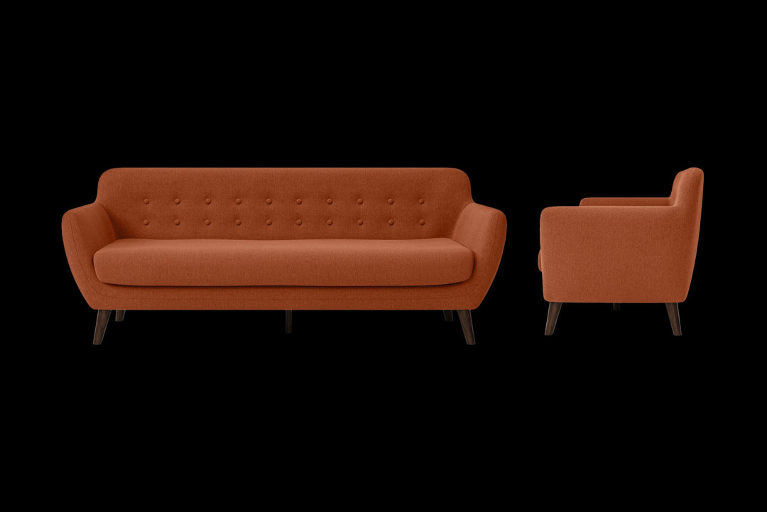 LIVELUSSO Sofa Terni 4 Seater Sofa Orange Linen Fabric