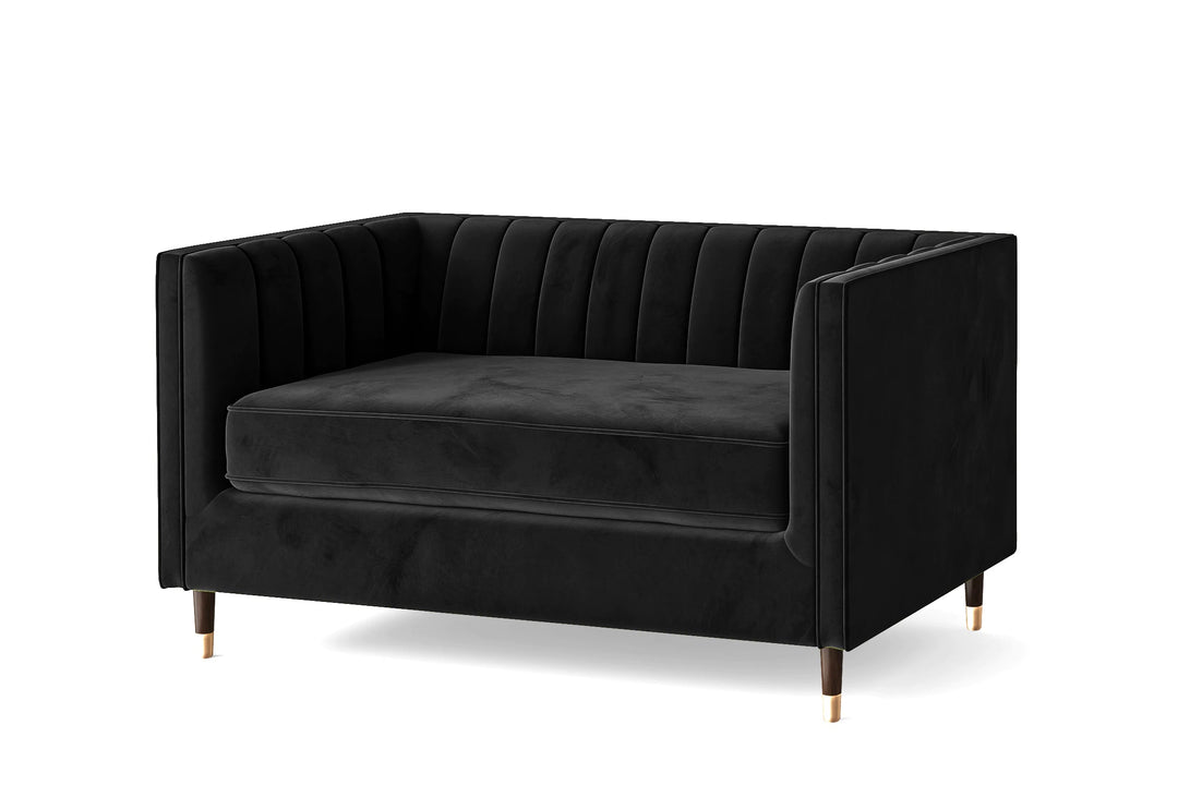 LIVELUSSO Sofa Tivoli 2 Seater Sofa Black Velvet