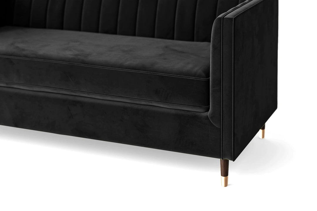 LIVELUSSO Sofa Tivoli 2 Seater Sofa Black Velvet