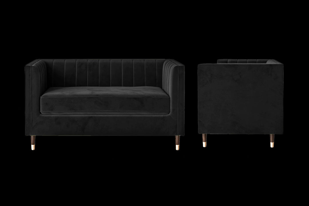 LIVELUSSO Sofa Tivoli 2 Seater Sofa Black Velvet