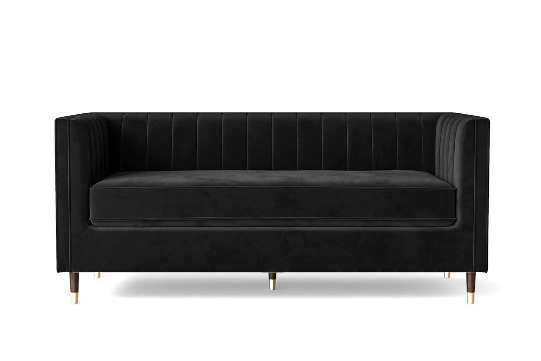 LIVELUSSO Sofa Tivoli 3 Seater Sofa Black Velvet