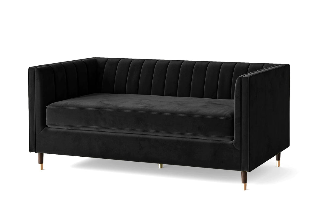 LIVELUSSO Sofa Tivoli 3 Seater Sofa Black Velvet