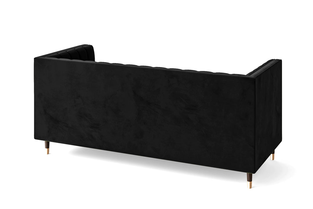 LIVELUSSO Sofa Tivoli 3 Seater Sofa Black Velvet