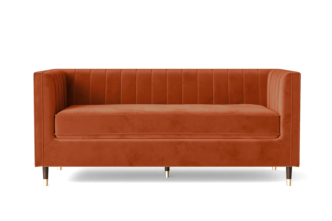 LIVELUSSO Sofa Tivoli 3 Seater Sofa Orange Velvet