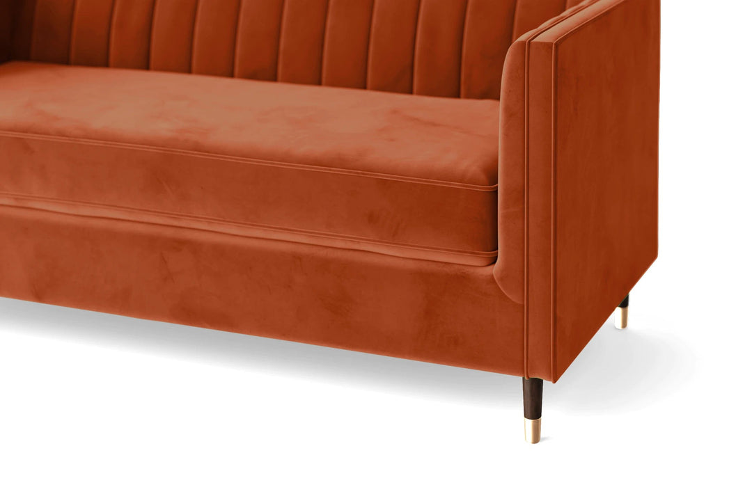 LIVELUSSO Sofa Tivoli 3 Seater Sofa Orange Velvet