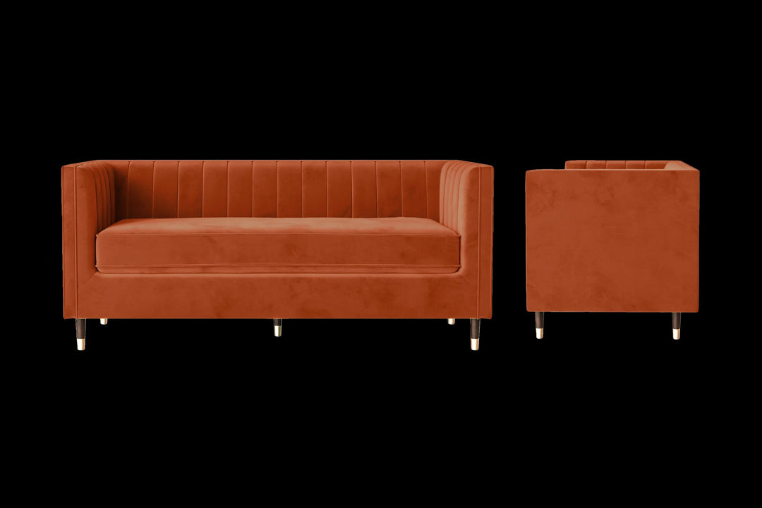 LIVELUSSO Sofa Tivoli 3 Seater Sofa Orange Velvet