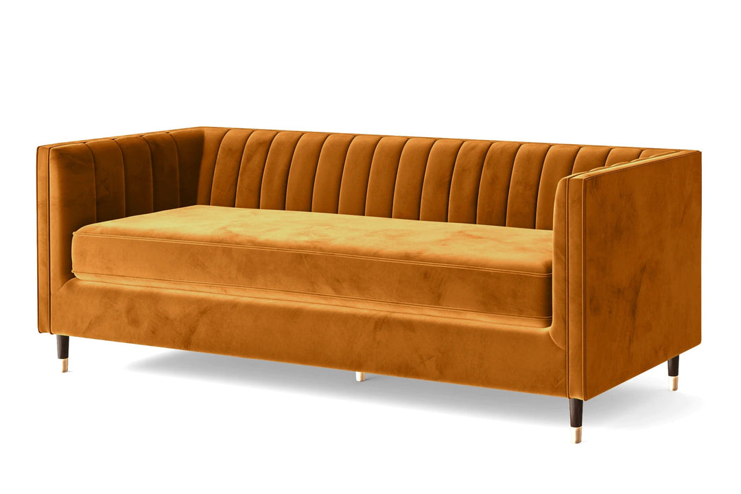 Tivoli 4 Seater Sofa Gold Velvet – LIVELUSSO