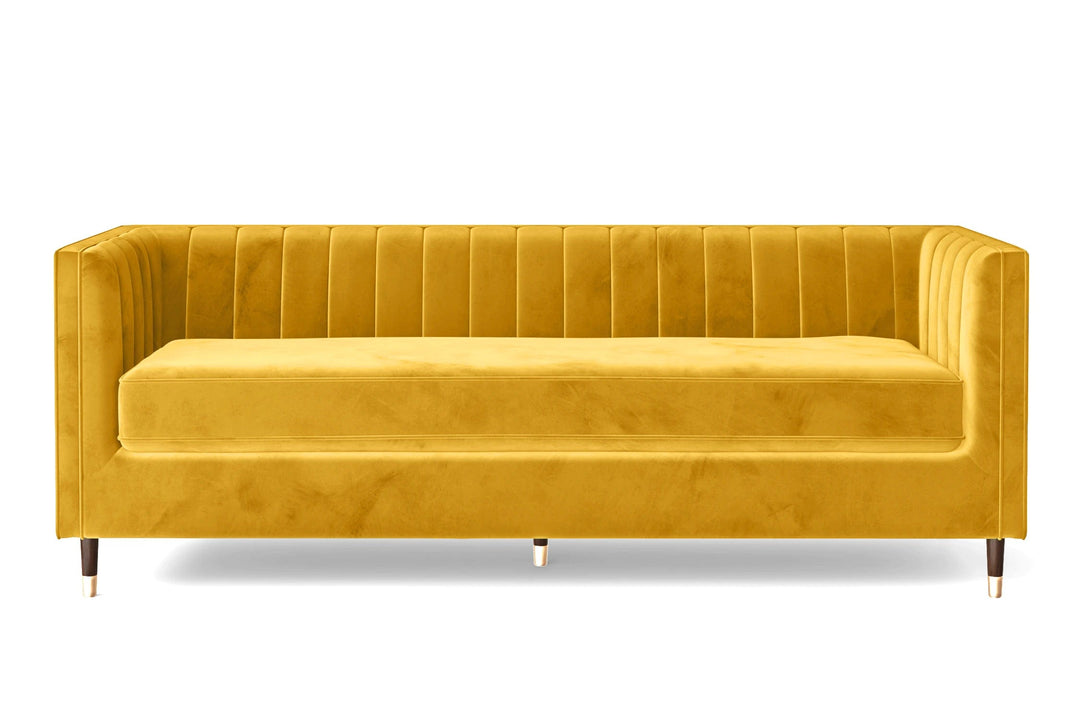 LIVELUSSO Sofa Tivoli 4 Seater Sofa Yellow Velvet