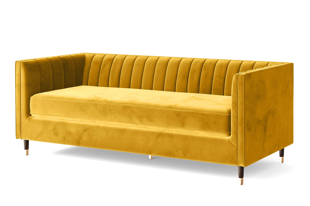 LIVELUSSO Sofa Tivoli 4 Seater Sofa Yellow Velvet