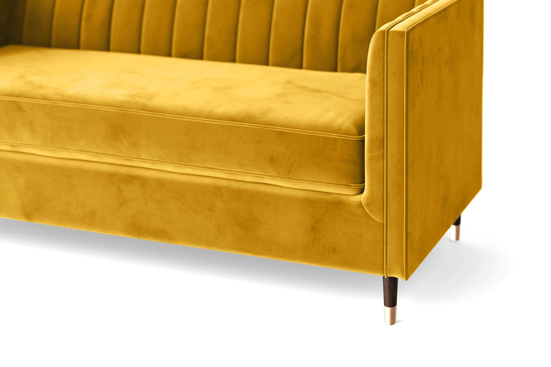 LIVELUSSO Sofa Tivoli 4 Seater Sofa Yellow Velvet