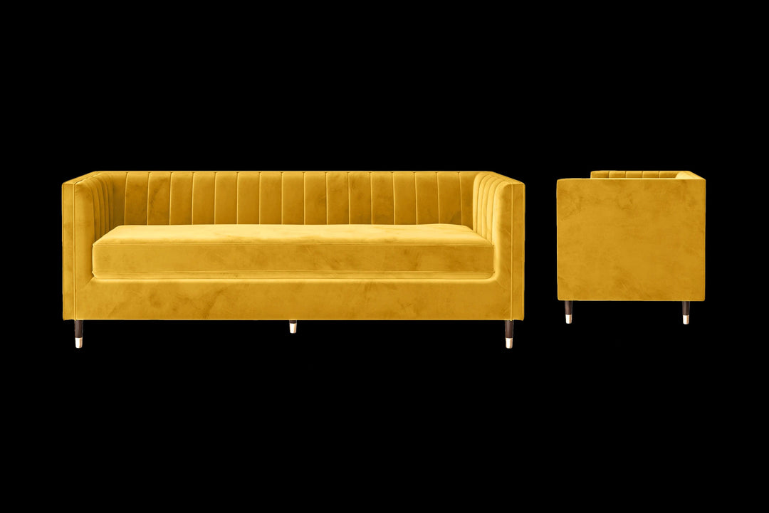 LIVELUSSO Sofa Tivoli 4 Seater Sofa Yellow Velvet