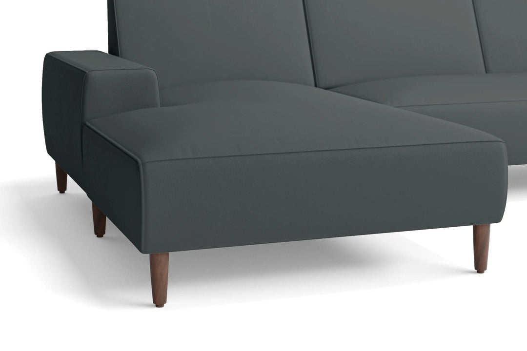 LIVELUSSO Chaise Lounge Sofa Treviso 3 Seater Left Hand Facing Chaise Lounge Corner Sofa Slate Leather