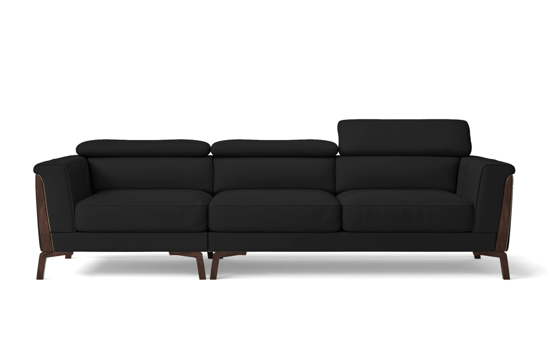 LIVELUSSO Sofa Turin 3 Seater Sofa Black Leather