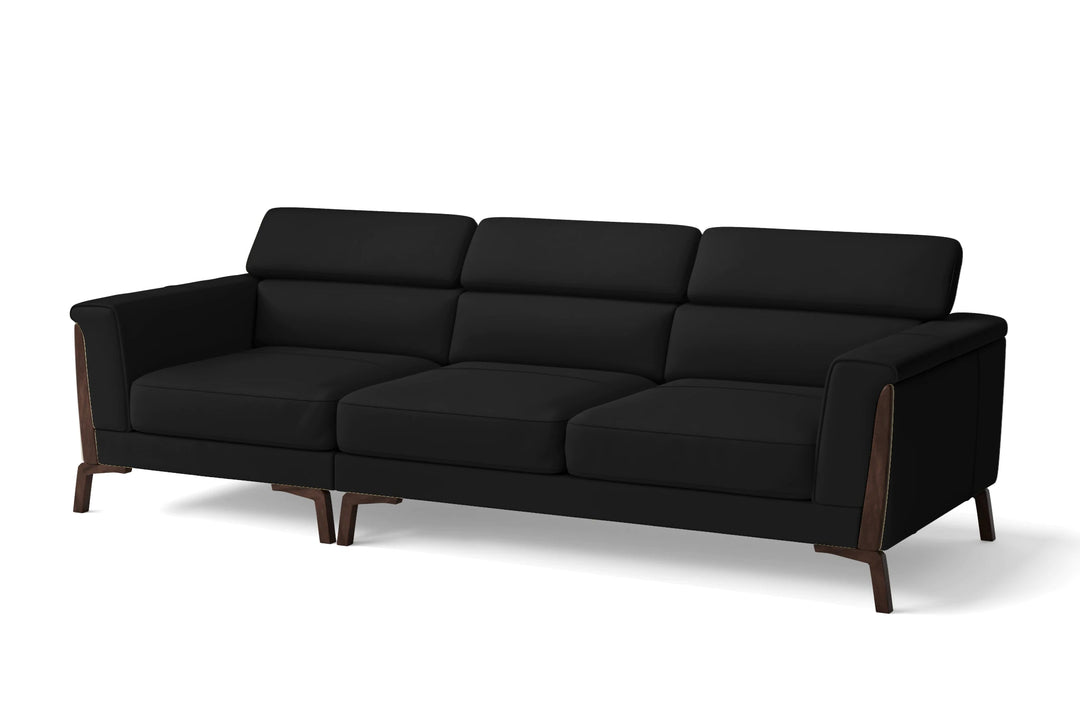 LIVELUSSO Sofa Turin 3 Seater Sofa Black Leather