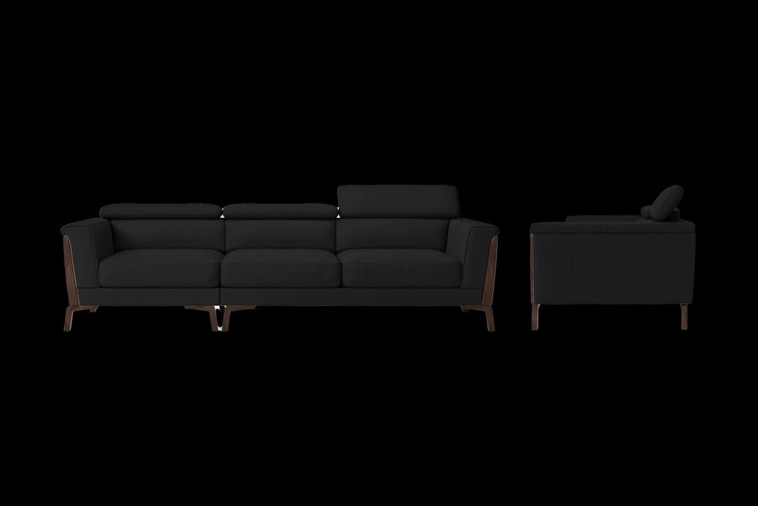 LIVELUSSO Sofa Turin 3 Seater Sofa Black Leather