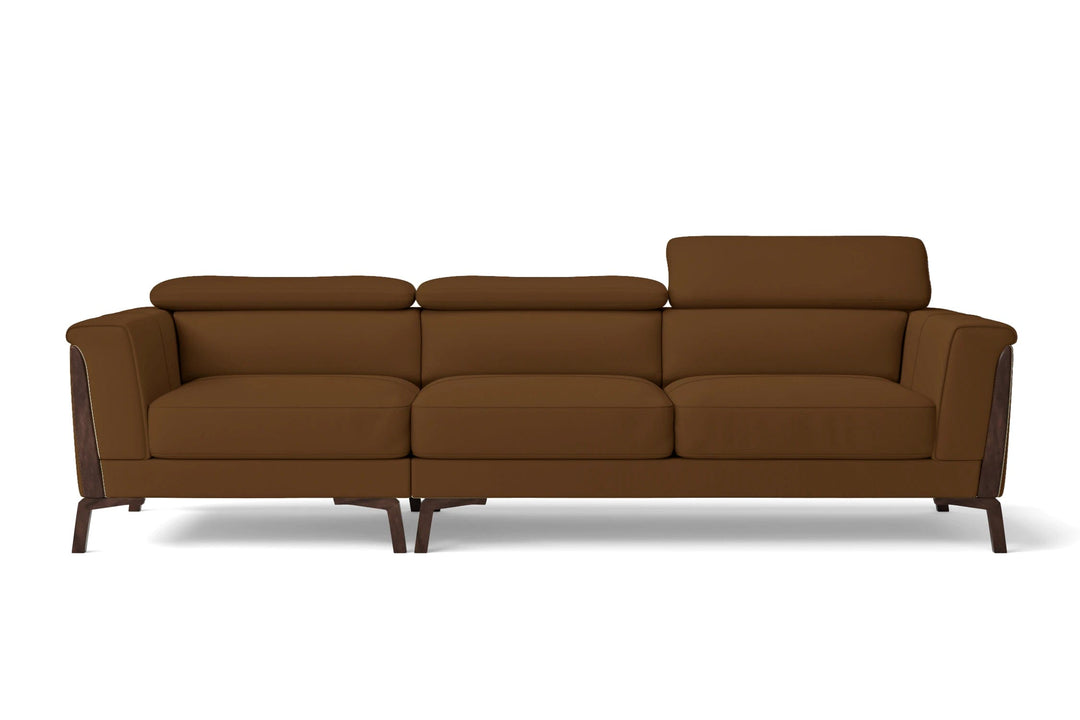 LIVELUSSO Sofa Turin 3 Seater Sofa Walnut Brown Leather