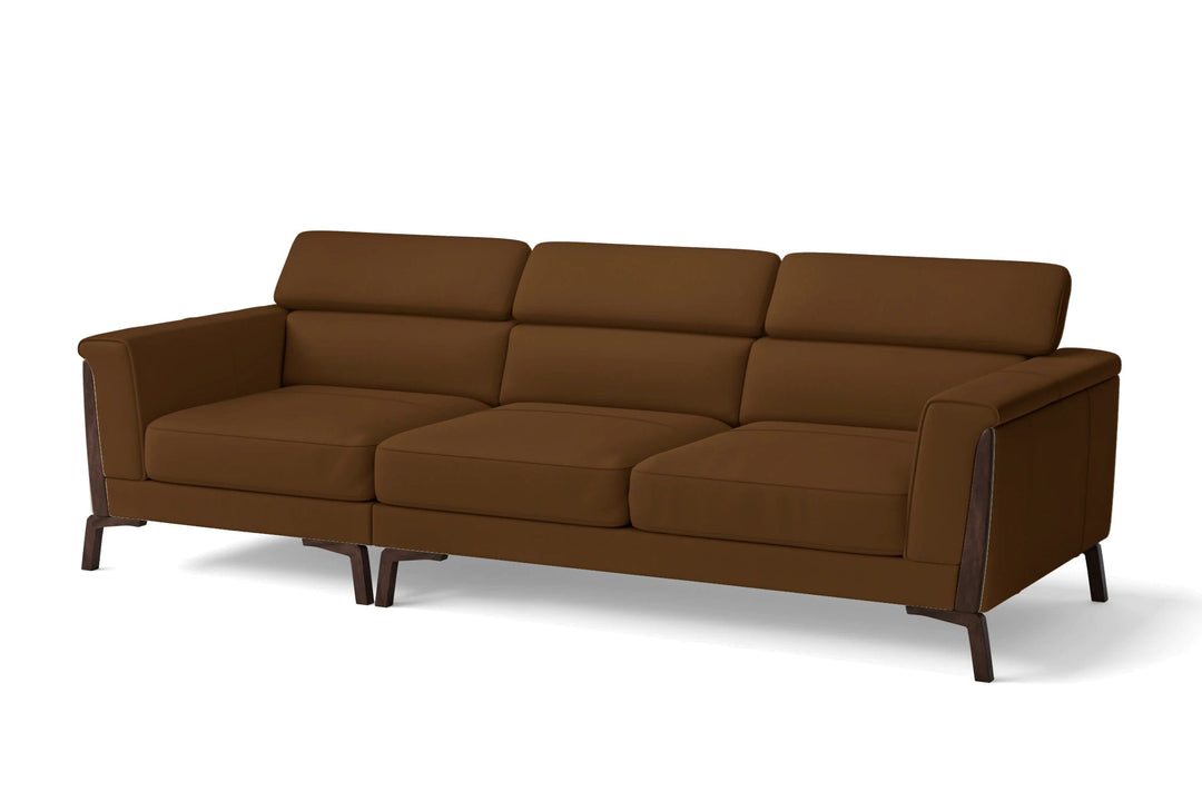 LIVELUSSO Sofa Turin 3 Seater Sofa Walnut Brown Leather