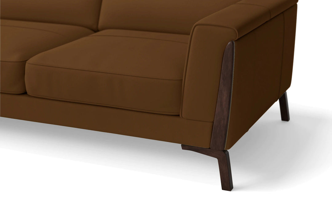 LIVELUSSO Sofa Turin 3 Seater Sofa Walnut Brown Leather