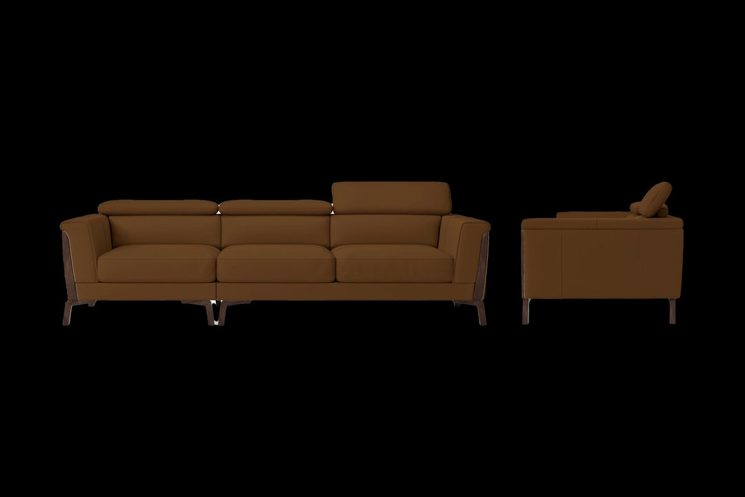 LIVELUSSO Sofa Turin 3 Seater Sofa Walnut Brown Leather