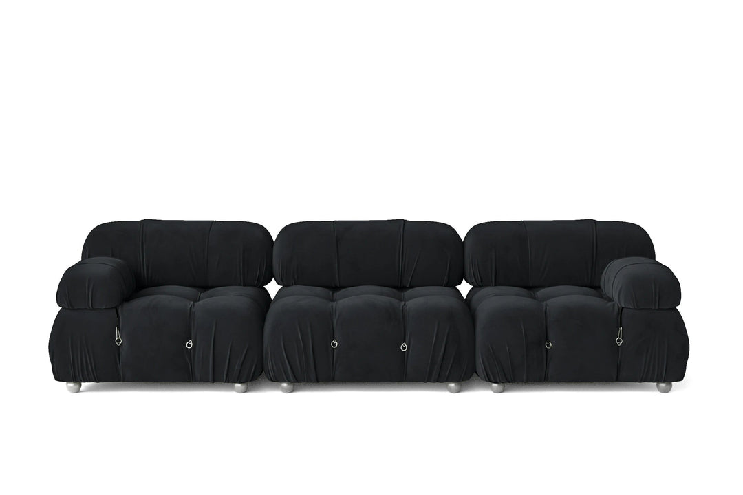 LIVELUSSO Sofa Varese 3 Seater Sofa Dark Grey Velvet