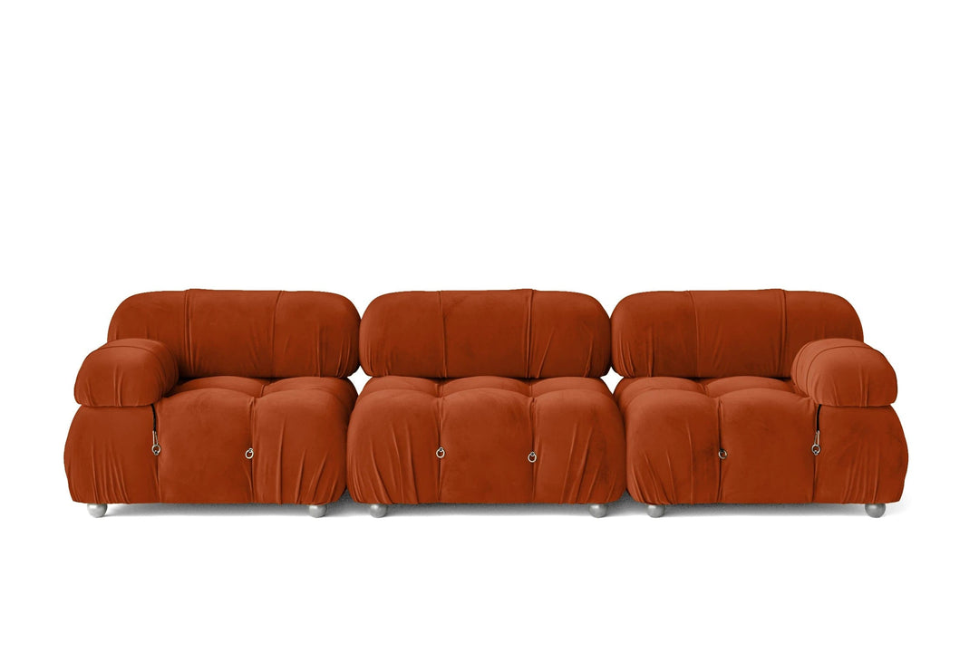 LIVELUSSO Sofa Varese 3 Seater Sofa Orange Velvet