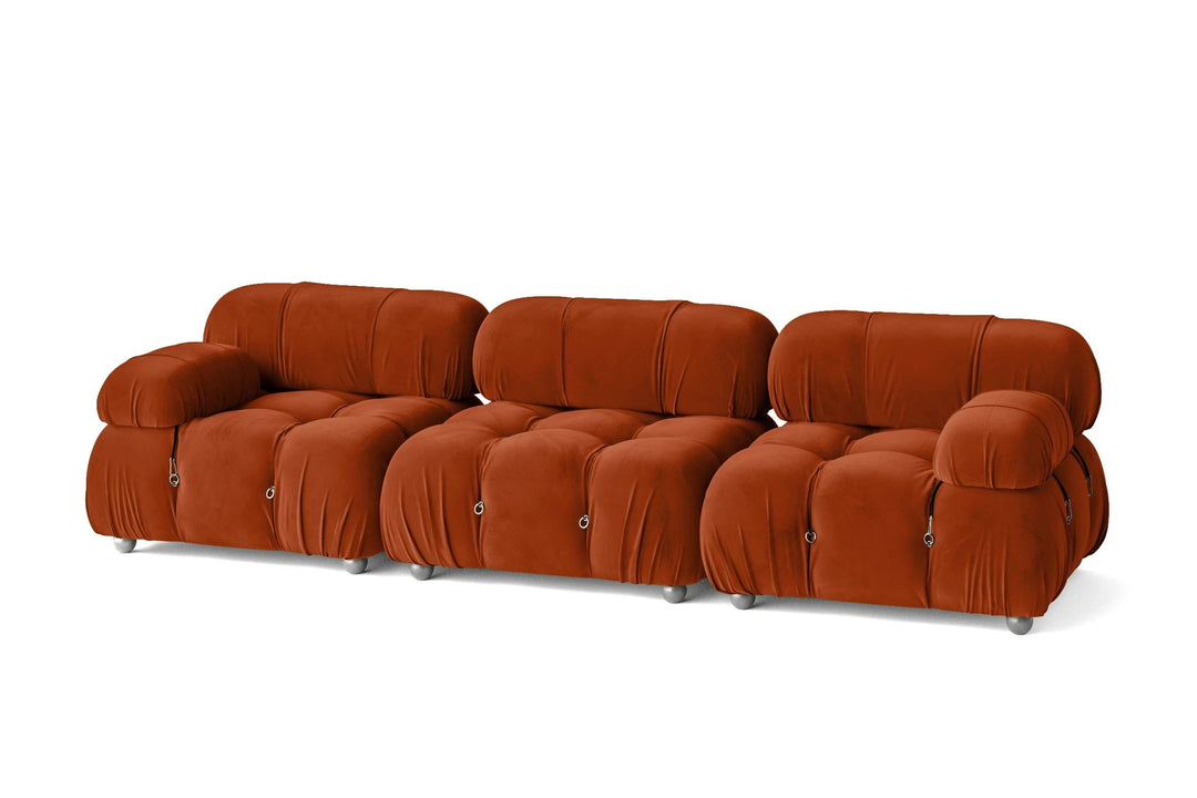 LIVELUSSO Sofa Varese 3 Seater Sofa Orange Velvet