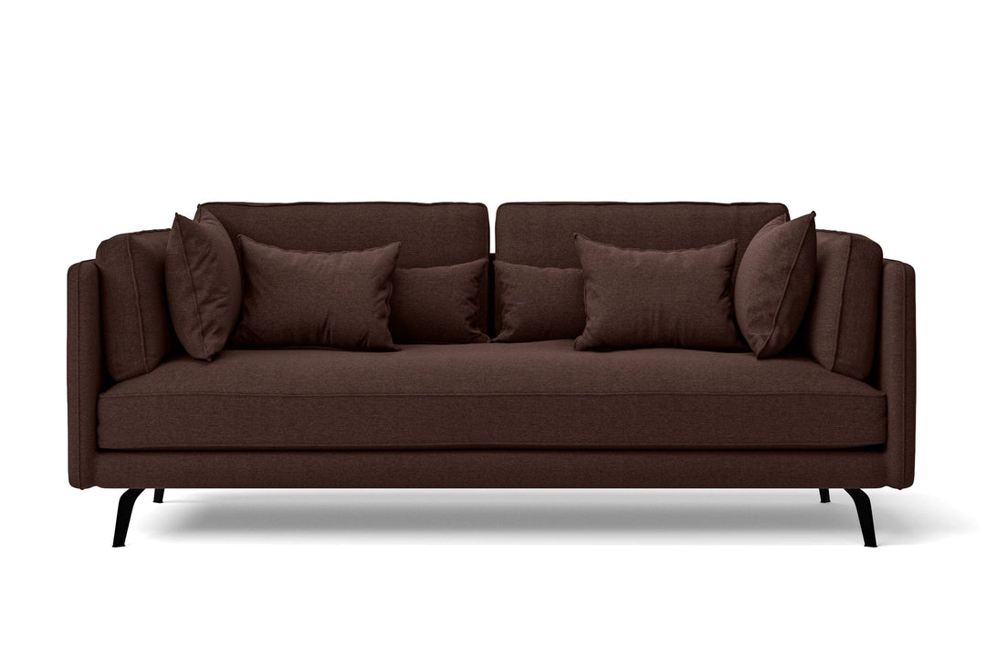 LIVELUSSO Sofa Velletri 3 Seater Sofa Coffee Brown Linen Fabric